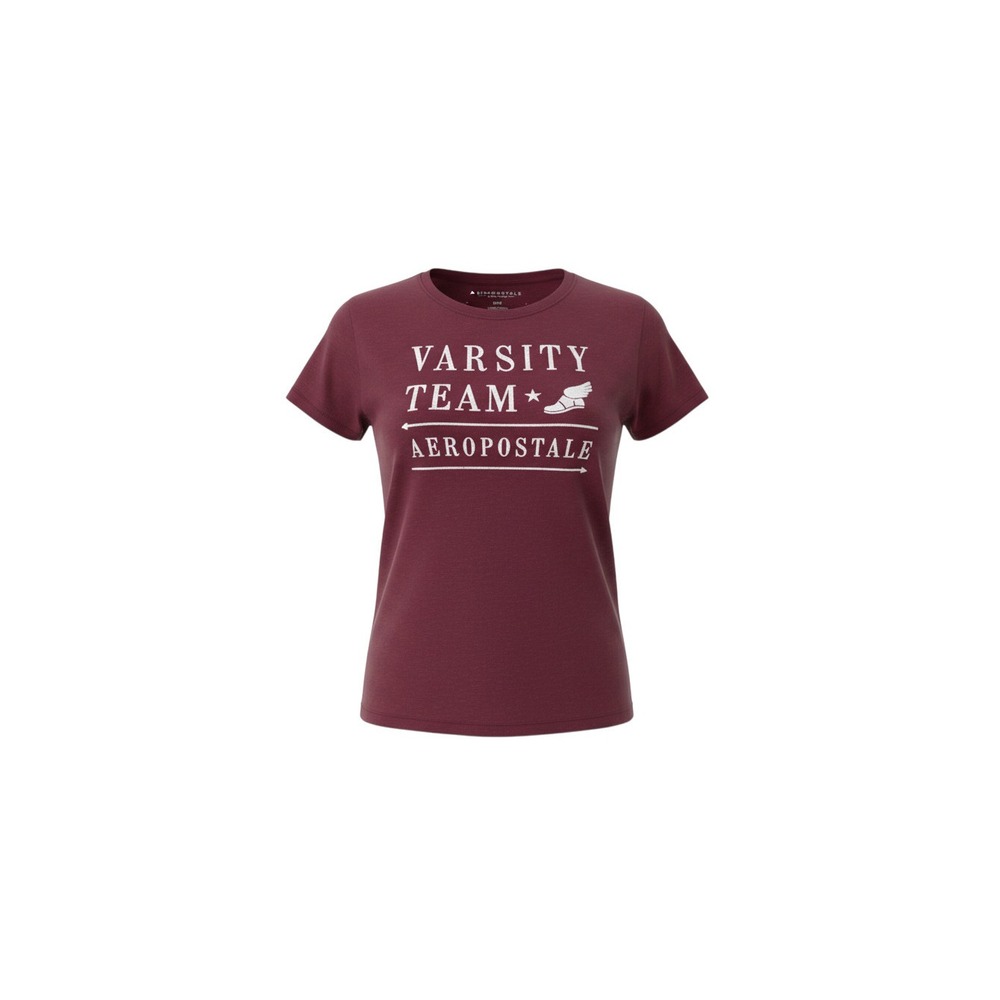 Aeropostale Graphic Tee Womens Medium Burgundy Varsity Team Winged Shoe